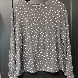 Time and Tru Gray Polka Dot Long Sleeve Tee